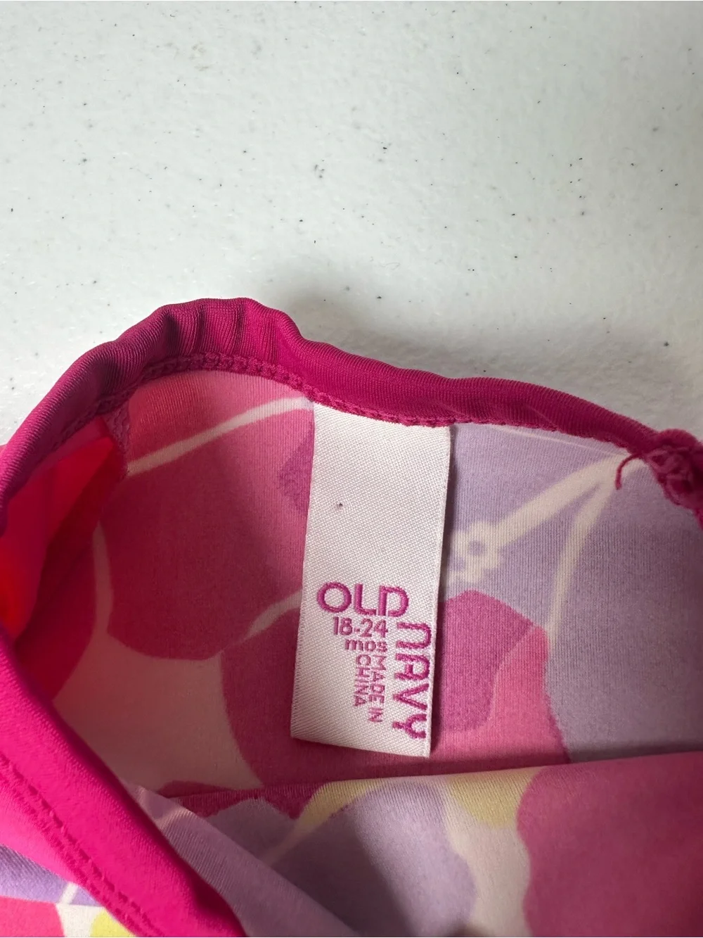 Vintage Old Navy Hot Pink Floral-Print Kids Rashguard